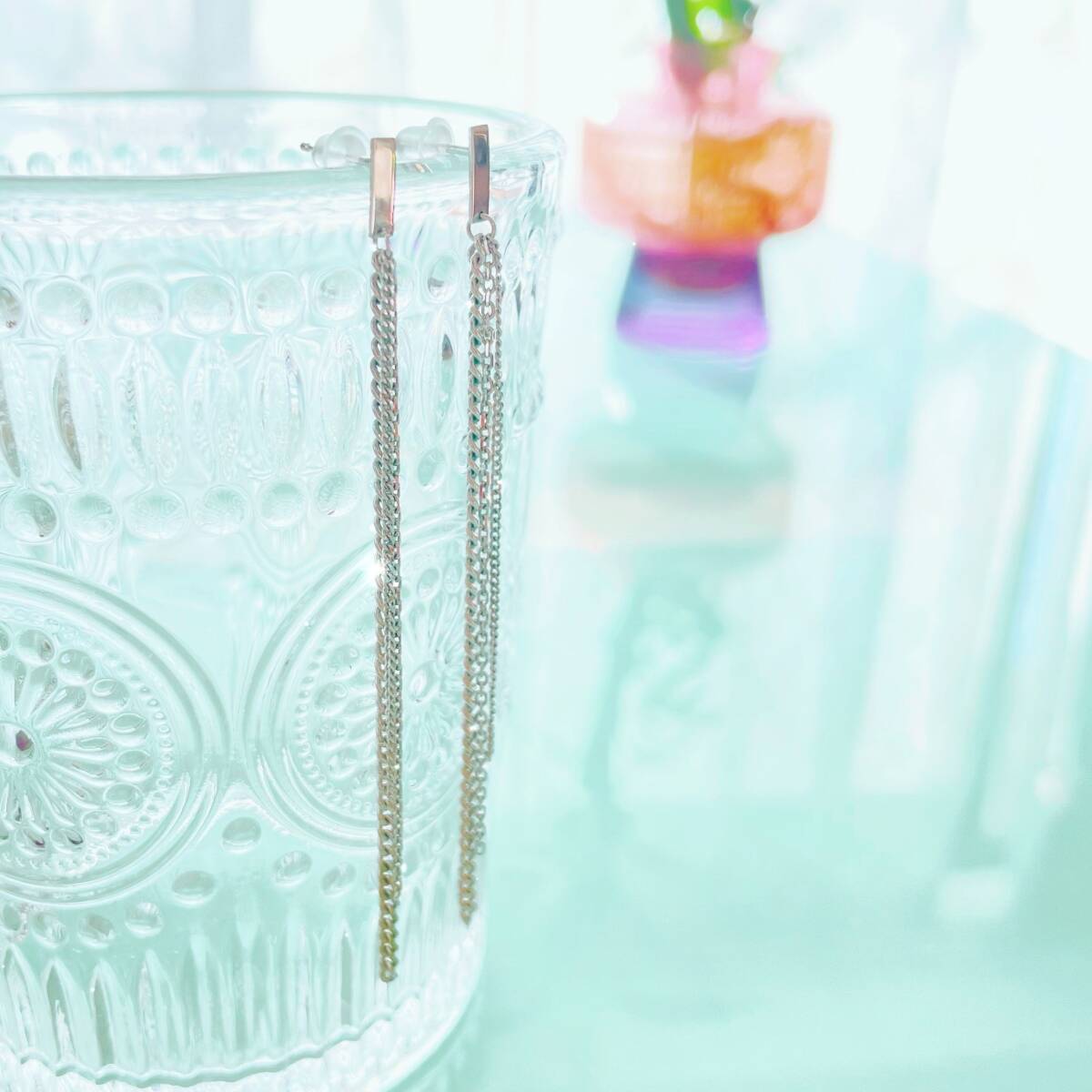 送料無料★akeeeeey★【SV925】 チェーンタッセルのロングピアス スターリングシルバー|シルバー925 チェーンピアス 揺れるピアス_画像2