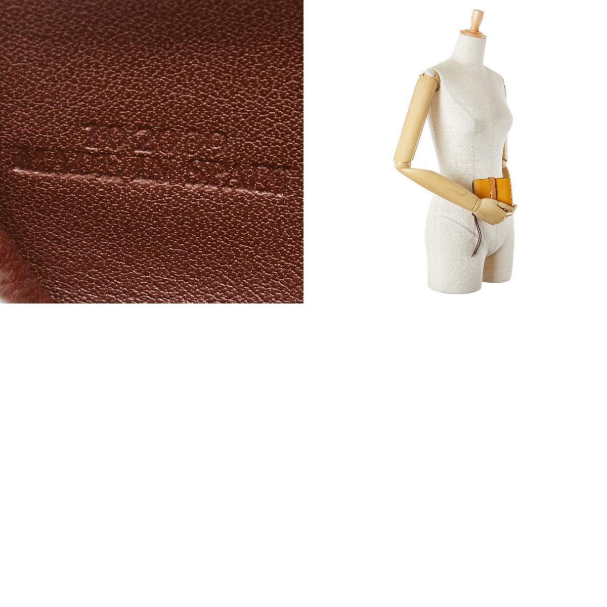 ロエベ アナグラム 二つ折り財(cái)布 イエロー ブラウン レザー レディース LOEWE 【中古】