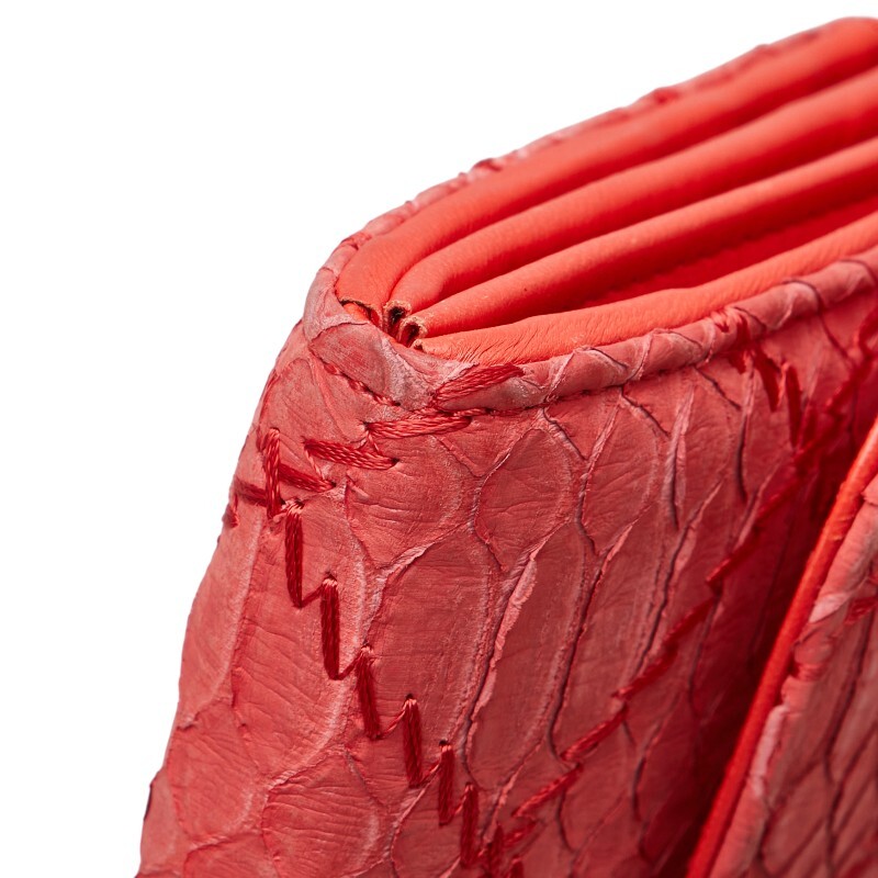 シャネル ココマーク ウルトラステッチ パイソン チェーン ワンショルダーバッグ レッド シルバー レザー レディース CHANEL 【中古】_画像5