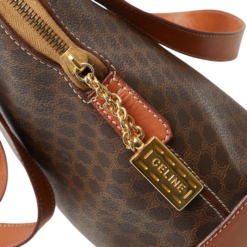セリーヌ マカダム トートバッグ ハンドバッグ ブラウン PVC レザー レディース CELINE 【中古】_画像7