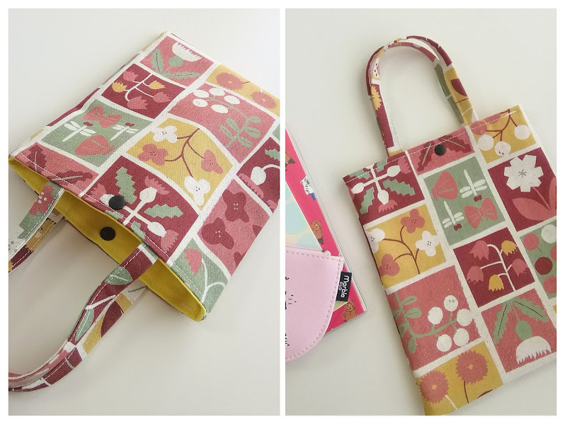 ハンドメイド 〈プラホック付き〉ミニトート 北欧の森*ボタニカル〈18×20〉※バッグインバッグにも