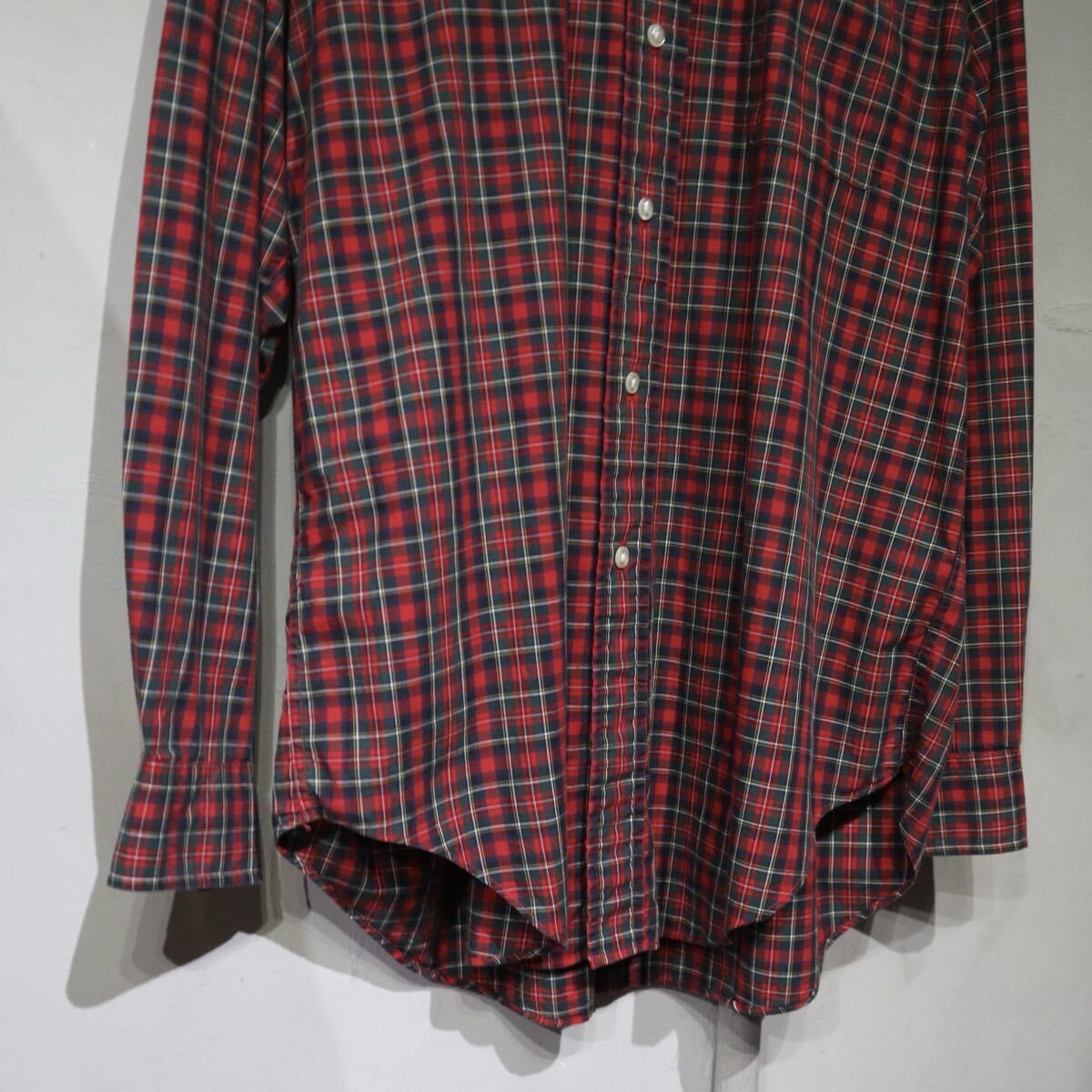 【即決】brooks brothers ブルックスブラザーズ B.D ボタンダウンシャツ レッド 赤 チェック柄 USA アメリカ製 古着 15 1/2-R_画像5