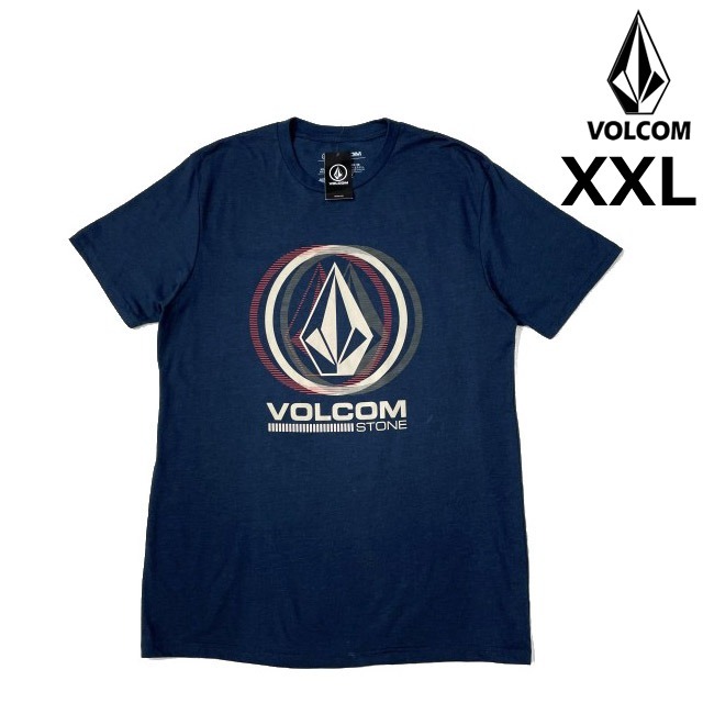  прямые продажи [ стандартный новый товар ]VOLCOM Volcom * короткий рукав футболка skate Surf Stone Logo для мужчин и женщин (XXL) темно-синий синий 250617-B