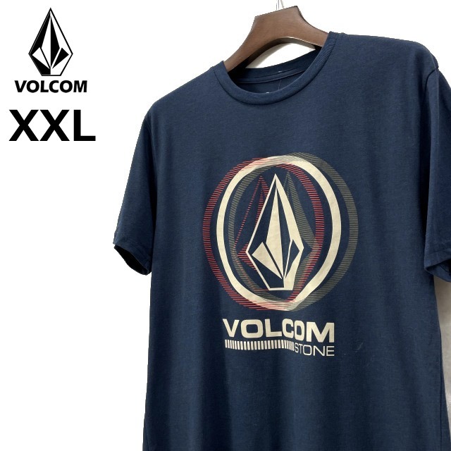  прямые продажи [ стандартный новый товар ]VOLCOM Volcom * короткий рукав футболка skate Surf Stone Logo для мужчин и женщин (XXL) темно-синий синий 250617-B