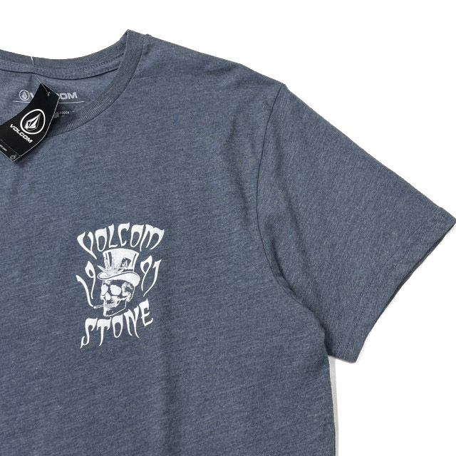 売切り【正規新品】VOLCOM ボルコム◆半袖 Tシャツ スケート サーフ ストーンロゴ バックプリント 男女兼用 (L)青 グレー 250617-B_画像5