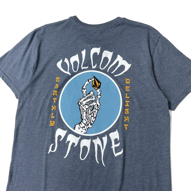 売切り【正規新品】VOLCOM ボルコム◆半袖 Tシャツ スケート サーフ ストーンロゴ バックプリント 男女兼用 (L)青 グレー 250617-B_画像3