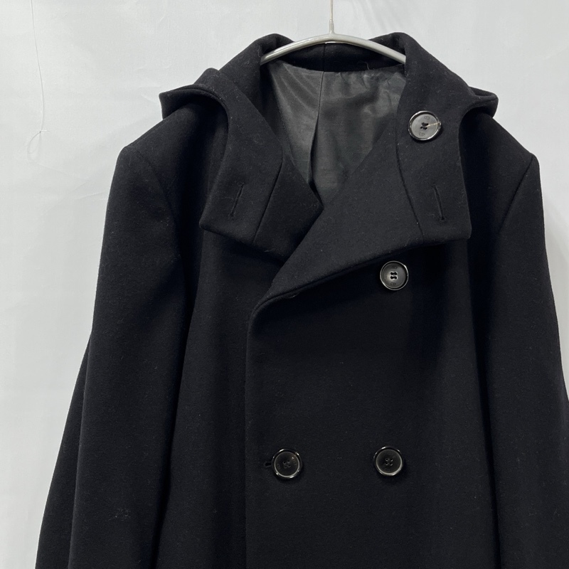 DIOR HOMME/ディオールオム/Hedi Slimane期/エディスリマン/04AW/ダブルブレステッド/メルトンフーデッドコート/ブラック/サイドポケット