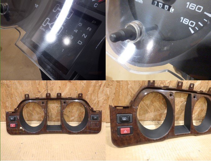 【山形 酒田発】中古 パジェロ E-V45W スピードメーター 純正 メーターフード/木目メーターフード付 YAZAKI 566-210 テスト済_画像5