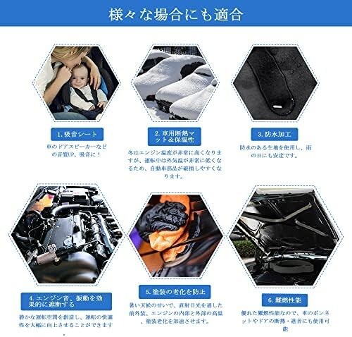 ■送料無料■uxcell 断熱マット 断熱シート 車 断熱材 吸音 防音材 車用断熱マット ドア断熱 デッドニング 防音シート フォーム 熱反射_画像4