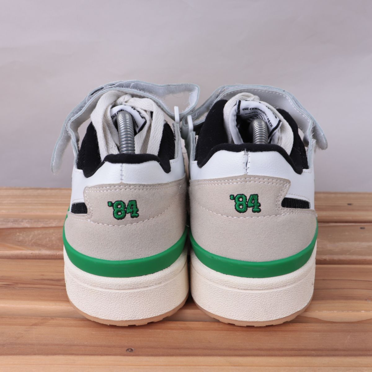 z1338 アディダス フォーラム84 ロー US8 1/2 26.5cm/白 ホワイト ライトグレー 黒 緑 adidas Forum 84 Low メンズ スニーカー 中古_画像5