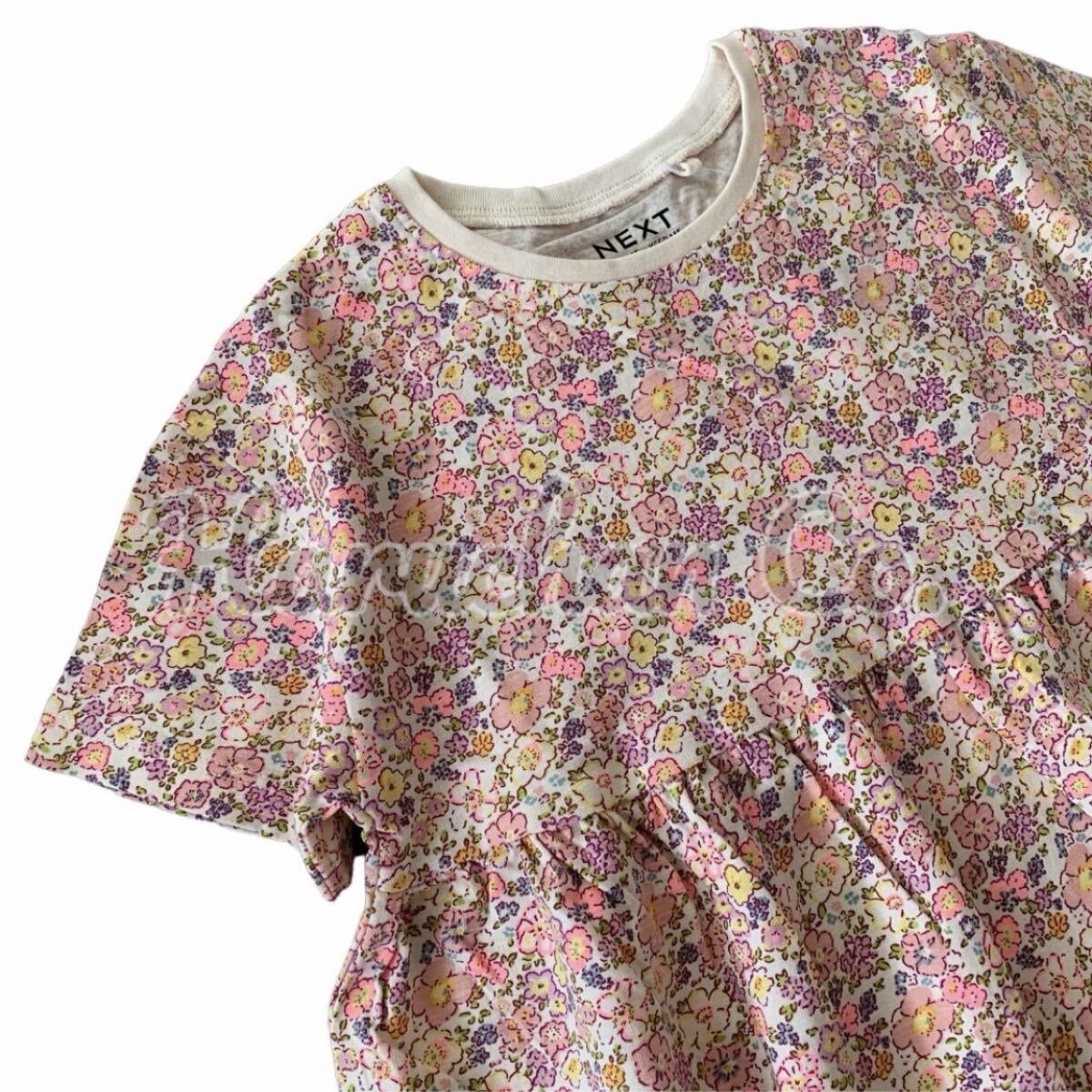 ●未使用●3-4才　ピンク花柄　フレアトップス_画像2