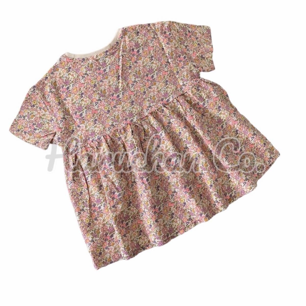 ●未使用●3-4才　ピンク花柄　フレアトップス_画像3