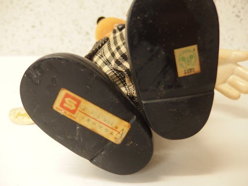 0850331a[Sankyo MUSICAL BOX Mickey Mouse колеблющийся музыкальная шкатулка кукла ] высота 26cm степени / Mickey Mouse March / Showa Retro / сделано в Японии / Disney 