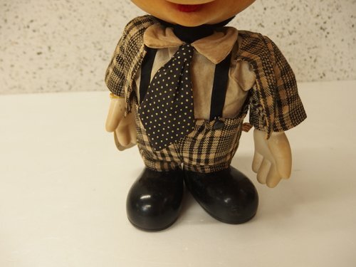 0850331a[Sankyo MUSICAL BOX Mickey Mouse колеблющийся музыкальная шкатулка кукла ] высота 26cm степени / Mickey Mouse March / Showa Retro / сделано в Японии / Disney 