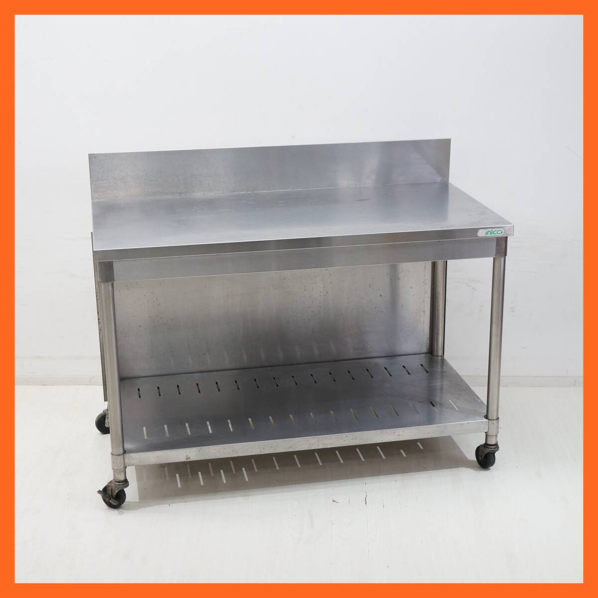 東ハ:【tanico/タニコー】業務用 ステンレス 作業台 約120×60㎝ バックガードあり キャスター付 調理台 キッチン台 厨房用品