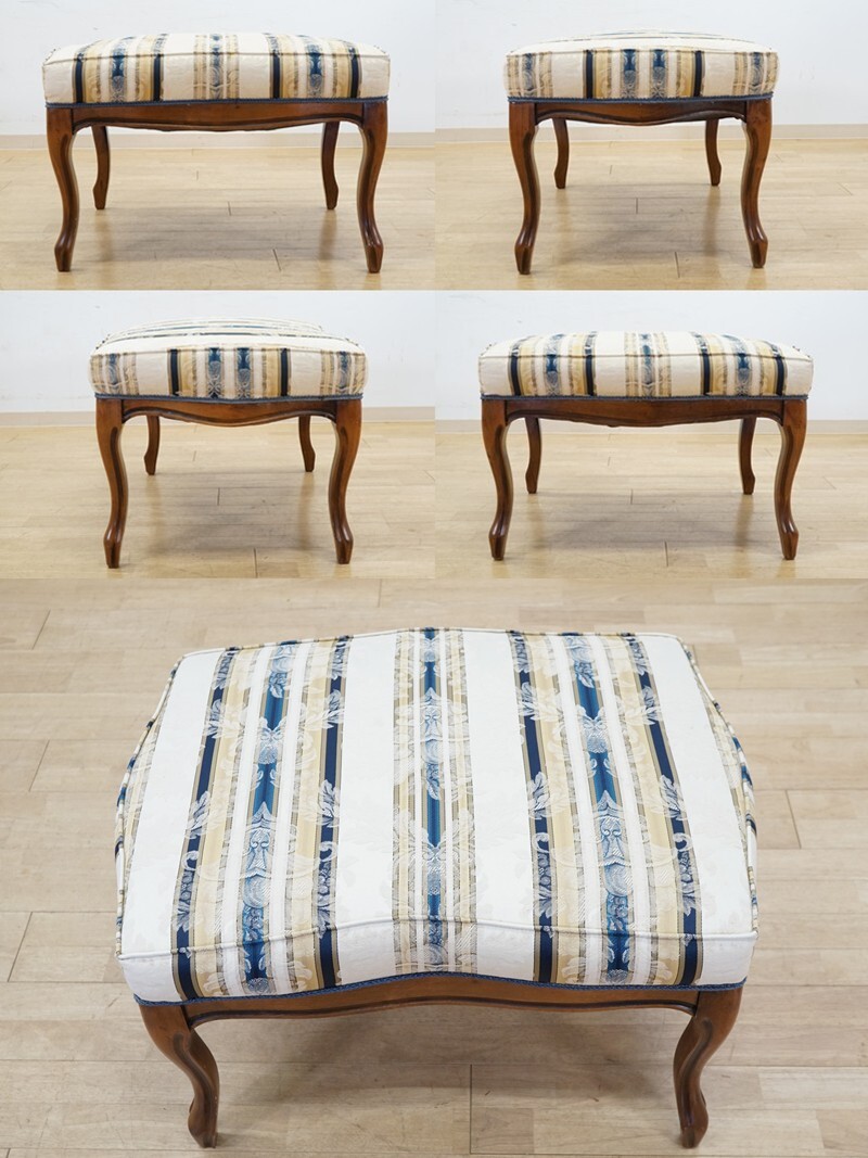 前ダ：【アンティーク調】1人掛けソファ＆オットマン セット 猫脚 ハイバックソファ スツール アームチェア クラシカル インテリア家具_画像5