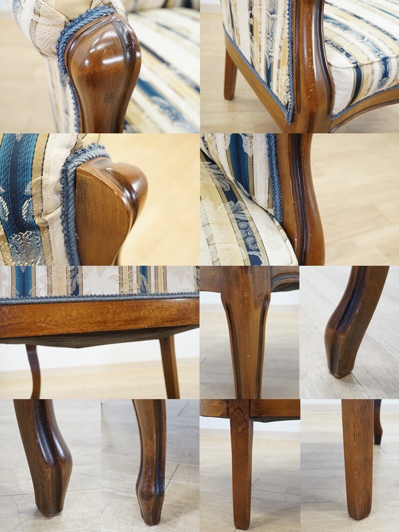 前ダ：【アンティーク調】1人掛けソファ＆オットマン セット 猫脚 ハイバックソファ スツール アームチェア クラシカル インテリア家具_画像8