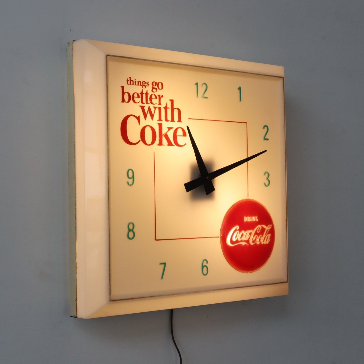 Coca-Cola レトロ掛け時計 コカ・コーラ レトロ 壁掛け時計 ネオン管時計 動作確認済み