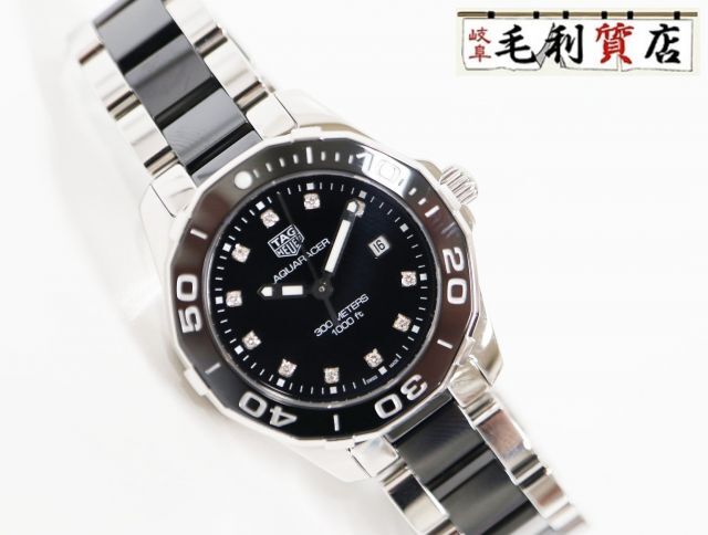 タグホイヤー TAG HEUER アクアレーサ― WAY141C.BA0918 セラミック 11Pダイヤ クォーツ レディース【中古】時計_画像1