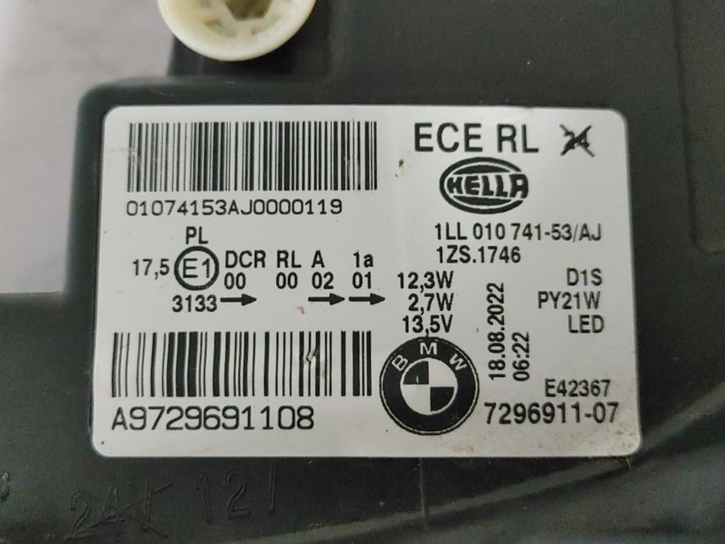BMW 1 серии F20 ( 1A16 ) оригинальный HELLA производства левый руль ID передняя фара передняя фара балласт имеется 7296987 работа OK y237