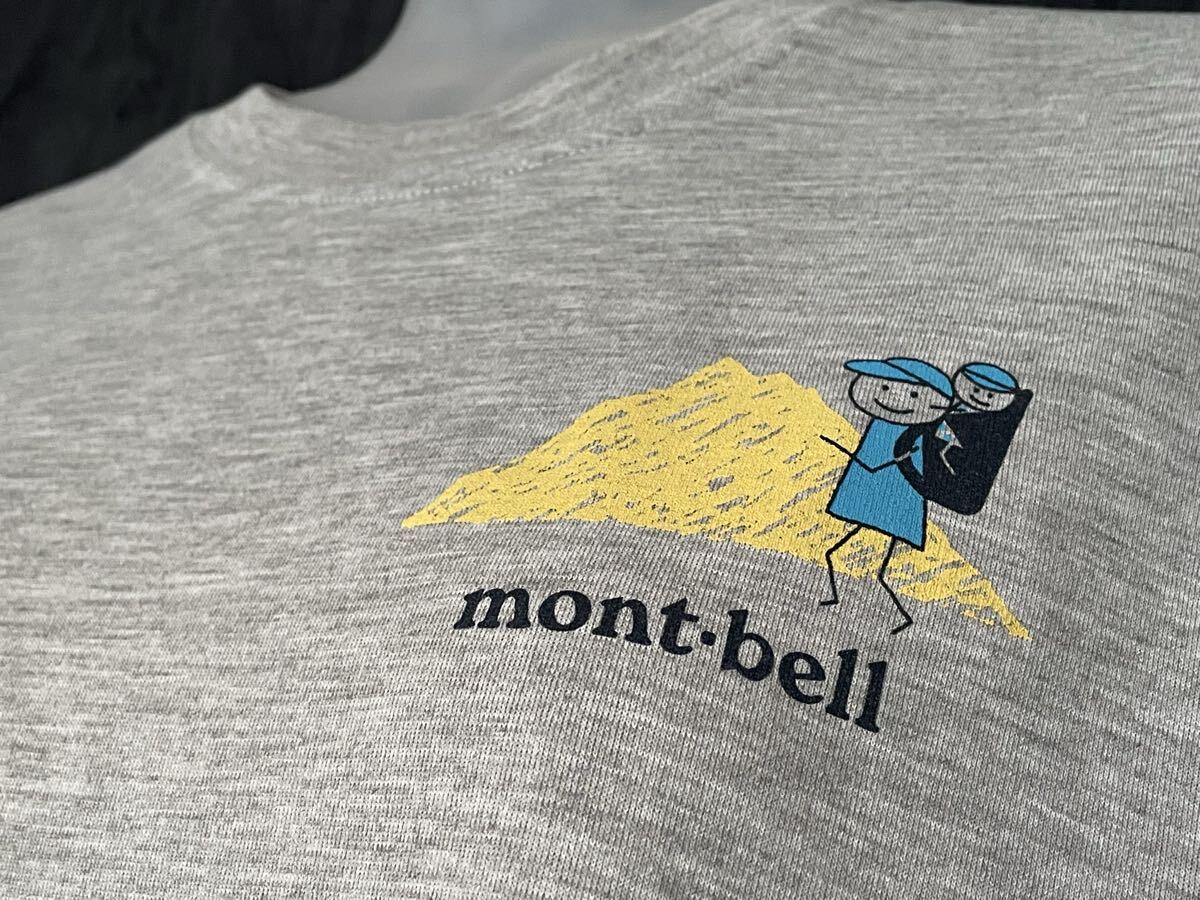 USED прекрасный товар Mont Bell mont-bell футболка серый для мужчин и женщин S размер мужчина S женщина M соответствует короткий рукав футболка . серый 