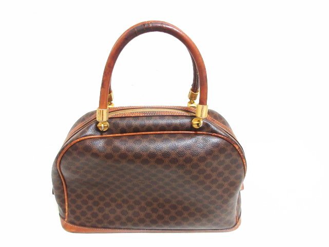 エ140△ セリーヌ/CELINE/マカダム柄/レザー/ハンドバッグ/ブラウン/ゴールドカラー金具/高さ20x幅31.5xマチ11cm/レディース用/美品_画像5