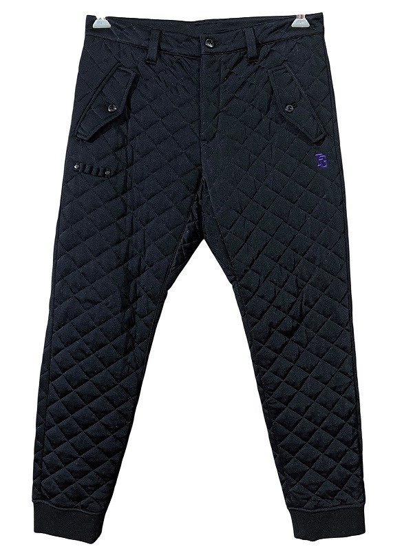 送料無料 名作 PEARLY GATES パーリーゲイツ PG89 ロゴ 刺繍 GOLF ゴルフ 中綿 防寒 キルティング 裾リブ ジョガー パンツ 黒 ブラック 4 _画像2