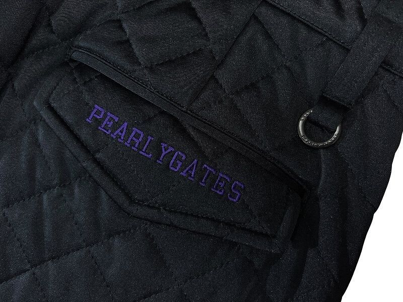 送料無料 名作 PEARLY GATES パーリーゲイツ PG89 ロゴ 刺繍 GOLF ゴルフ 中綿 防寒 キルティング 裾リブ ジョガー パンツ 黒 ブラック 4 _画像6