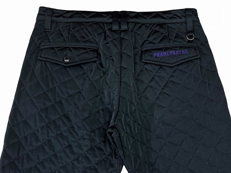 送料無料 名作 PEARLY GATES パーリーゲイツ PG89 ロゴ 刺繍 GOLF ゴルフ 中綿 防寒 キルティング 裾リブ ジョガー パンツ 黒 ブラック 4 _画像5