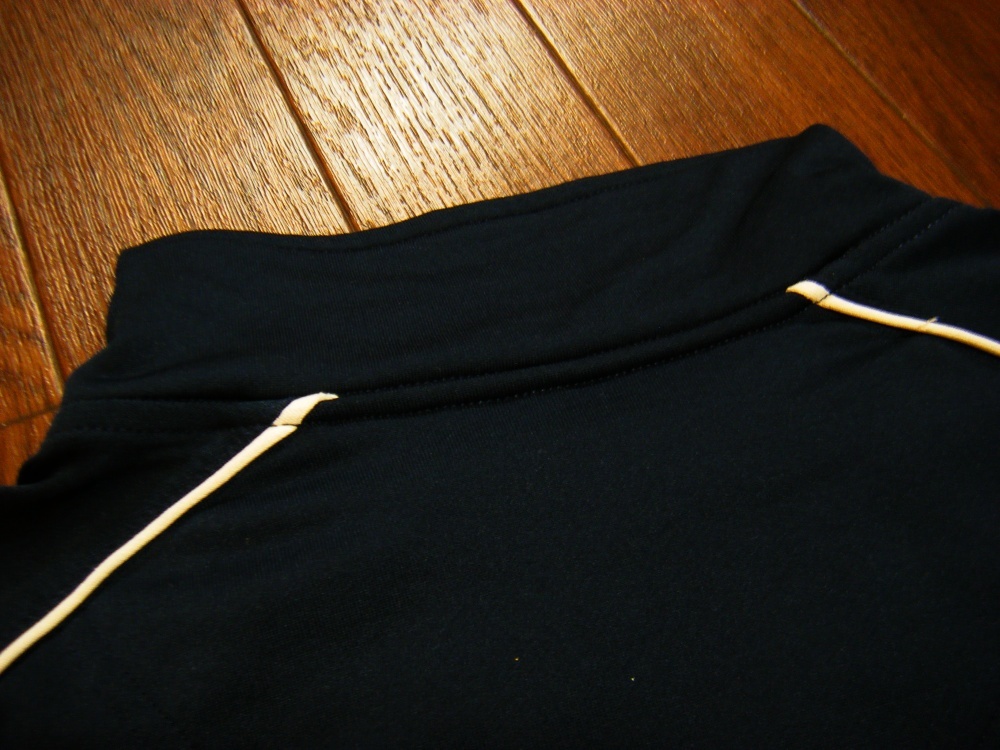 超伸縮/良品〇Callaway ニットブルゾン L 薄手 弾力 切り返し Wフルジップ 刺しゅうロゴ ネイビー _画像9