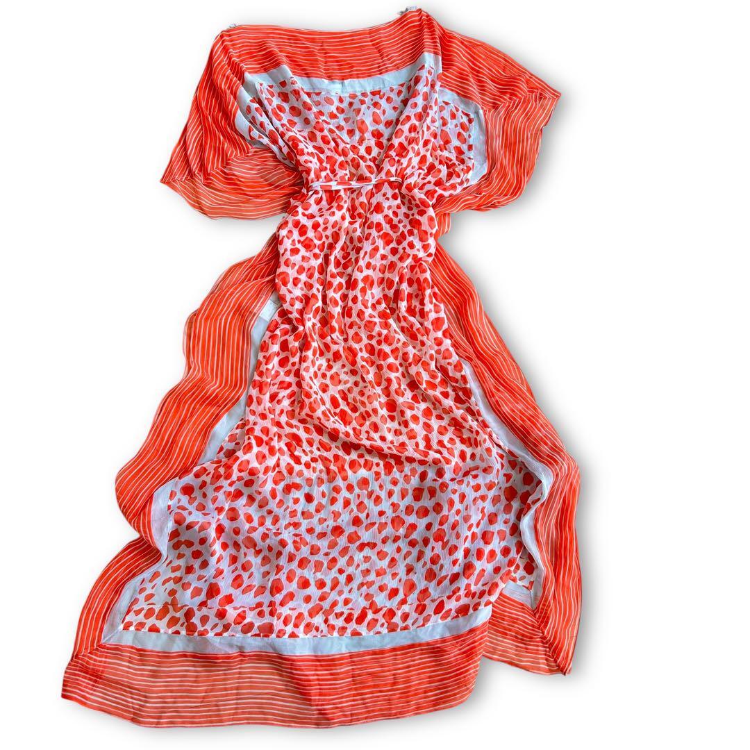 コットン★Vネック★ワンピース★ DIANE VON FURSTENBERG DIANE von FURSTENBERG シルク100% ロングワンピース Pサイズ