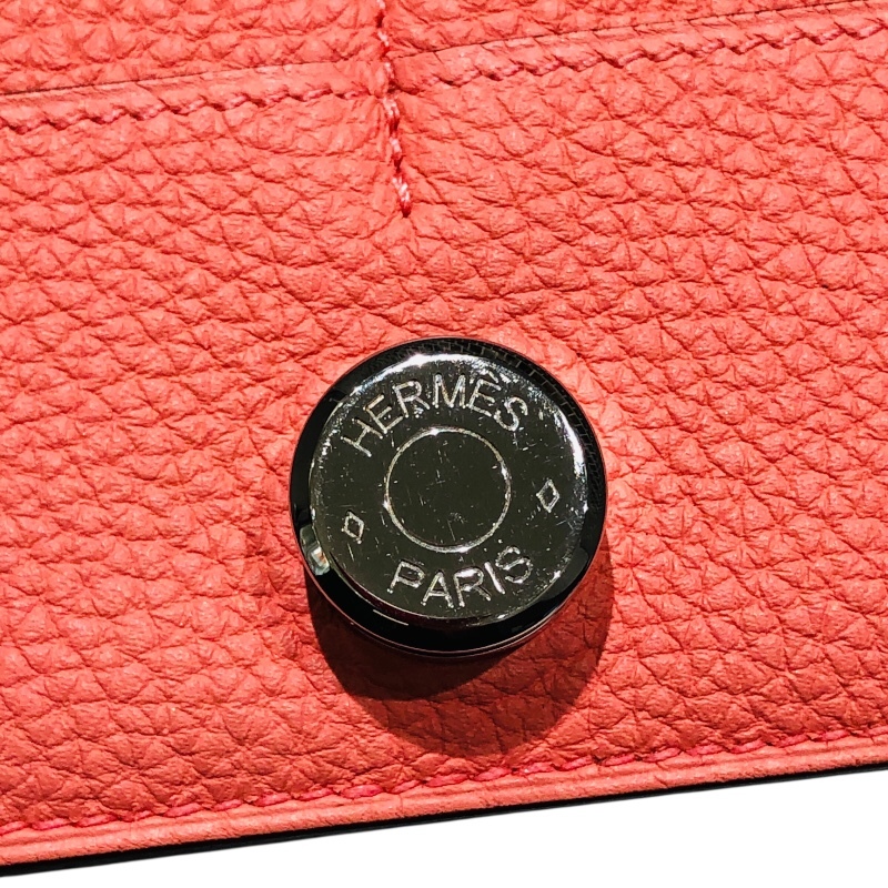エルメス HERMES ドゴンロング T刻 フラミンゴ シルバー金具 トゴ 長財布 レディース 中古_画像6