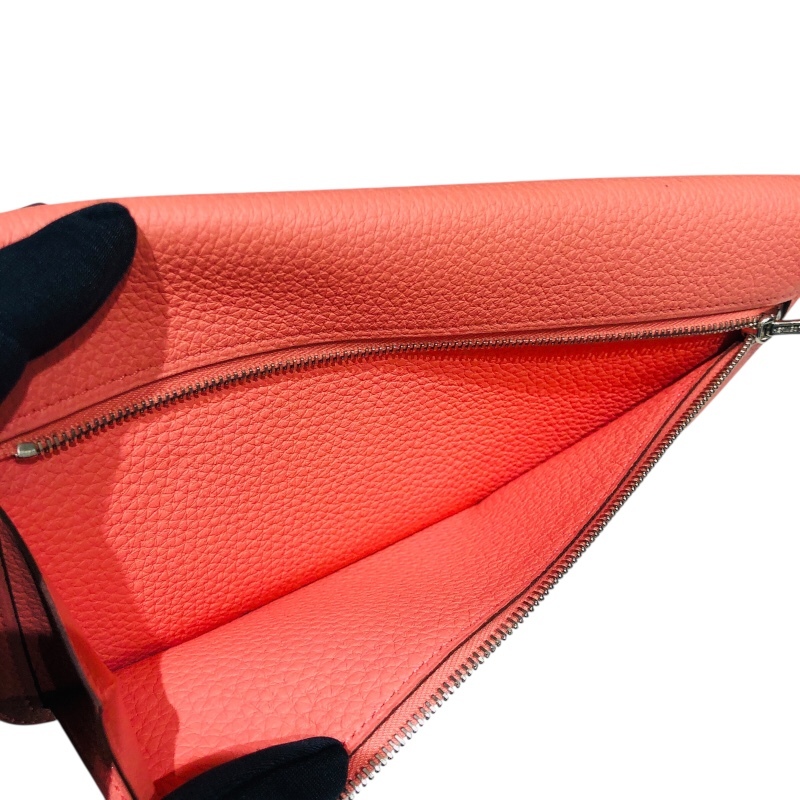 エルメス HERMES ドゴンロング T刻 フラミンゴ シルバー金具 トゴ 長財布 レディース 中古_画像9