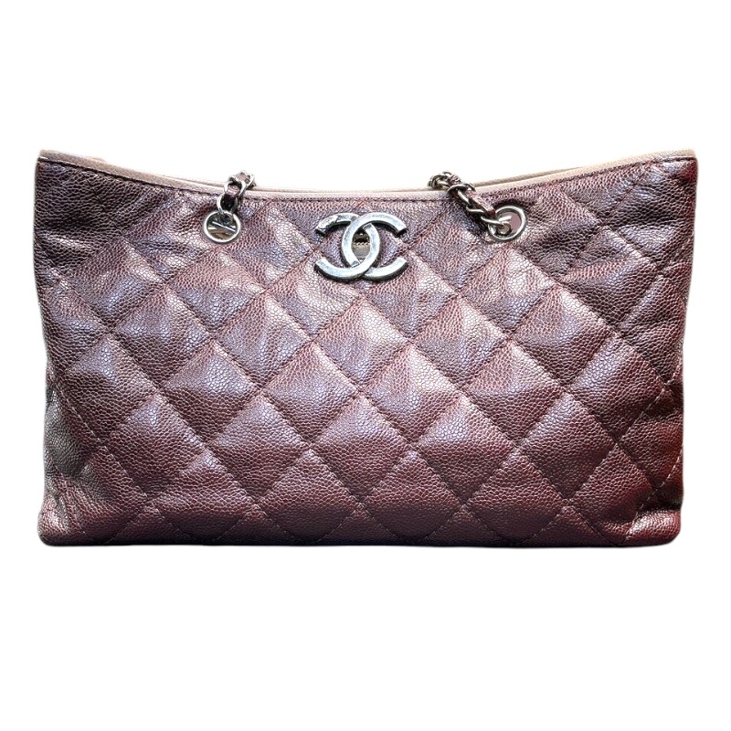 シャネル CHANEL マトラッセチェーントート A90451 ボルドー/シルバー金具 キャビアスキン トートバッグ レディース 中古_画像1