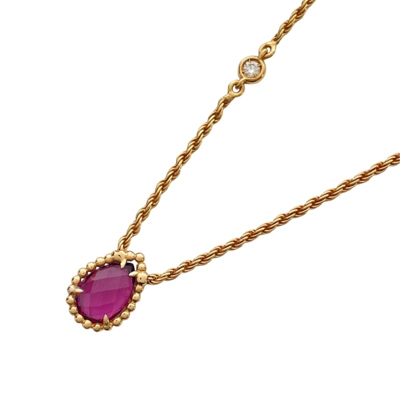 ブシュロン BOUCHERON セルパンボエムネックレス ピンクゴールド Au750 ロードライトガーネット ジュエリー 中古_画像1