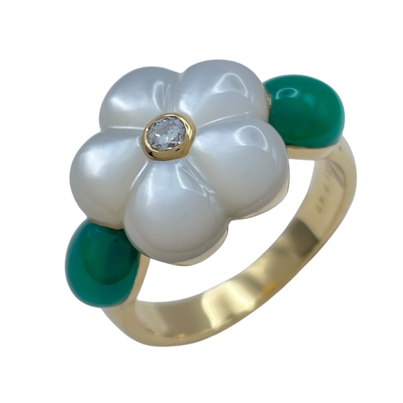 ヴァンクリーフ&アーペル Van Cleef & Arpels コーラルカメリアリング ゴールド 750 マザー オブ パール ジュエリー 中古_画像1