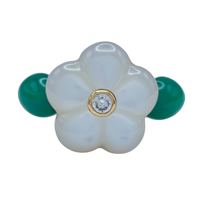 ヴァンクリーフ&アーペル Van Cleef & Arpels コーラルカメリアリング ゴールド 750 マザー オブ パール ジュエリー 中古_画像2