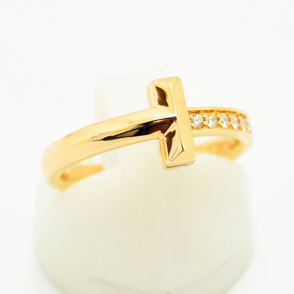 ティファニー リング Tワン ナロー TIFFANY&Co. 指輪 ダイヤモンド K18PG 約8号 新品仕上げ 中古_画像1