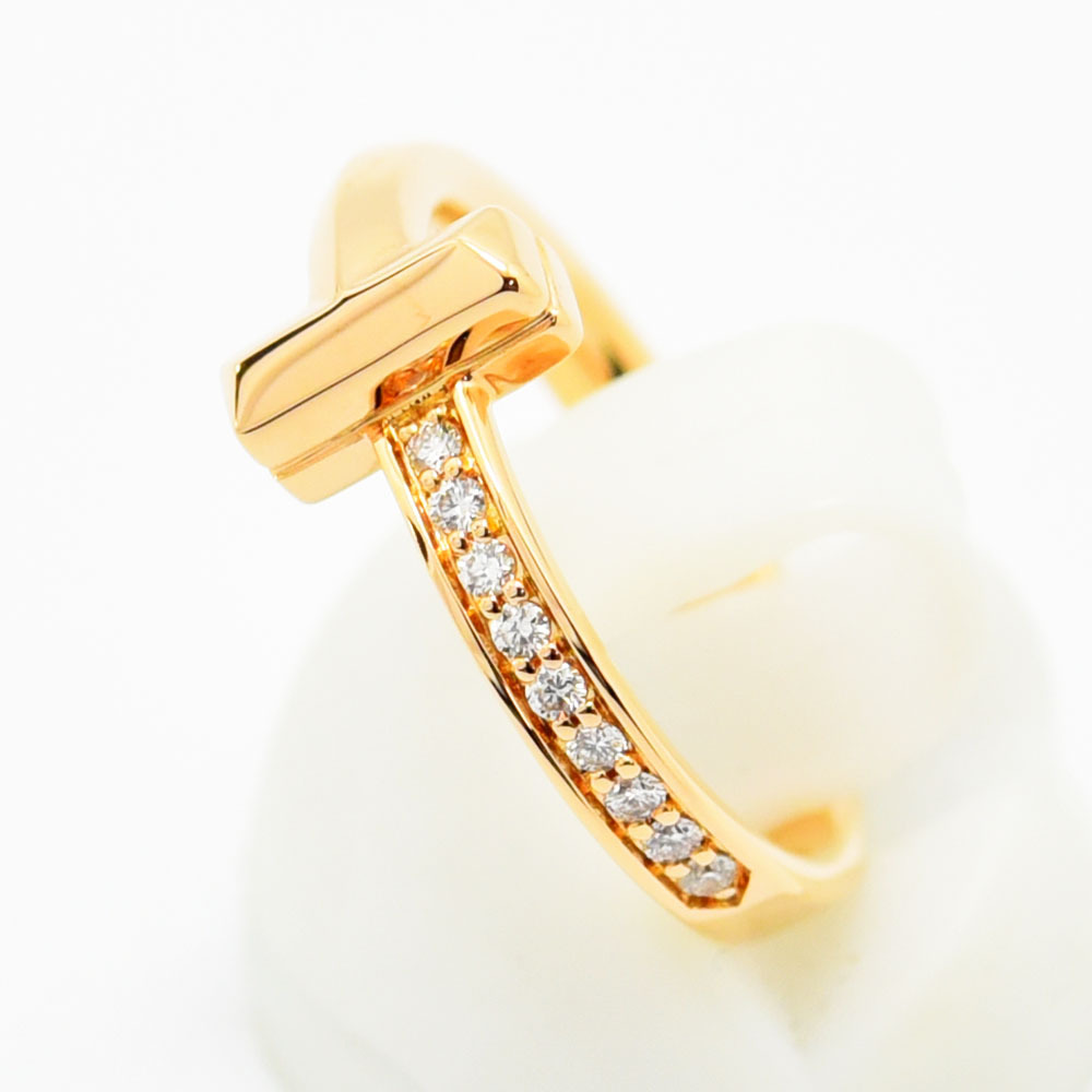 ティファニー リング Tワン ナロー TIFFANY&Co. 指輪 ダイヤモンド K18PG 約8号 新品仕上げ 中古_画像2