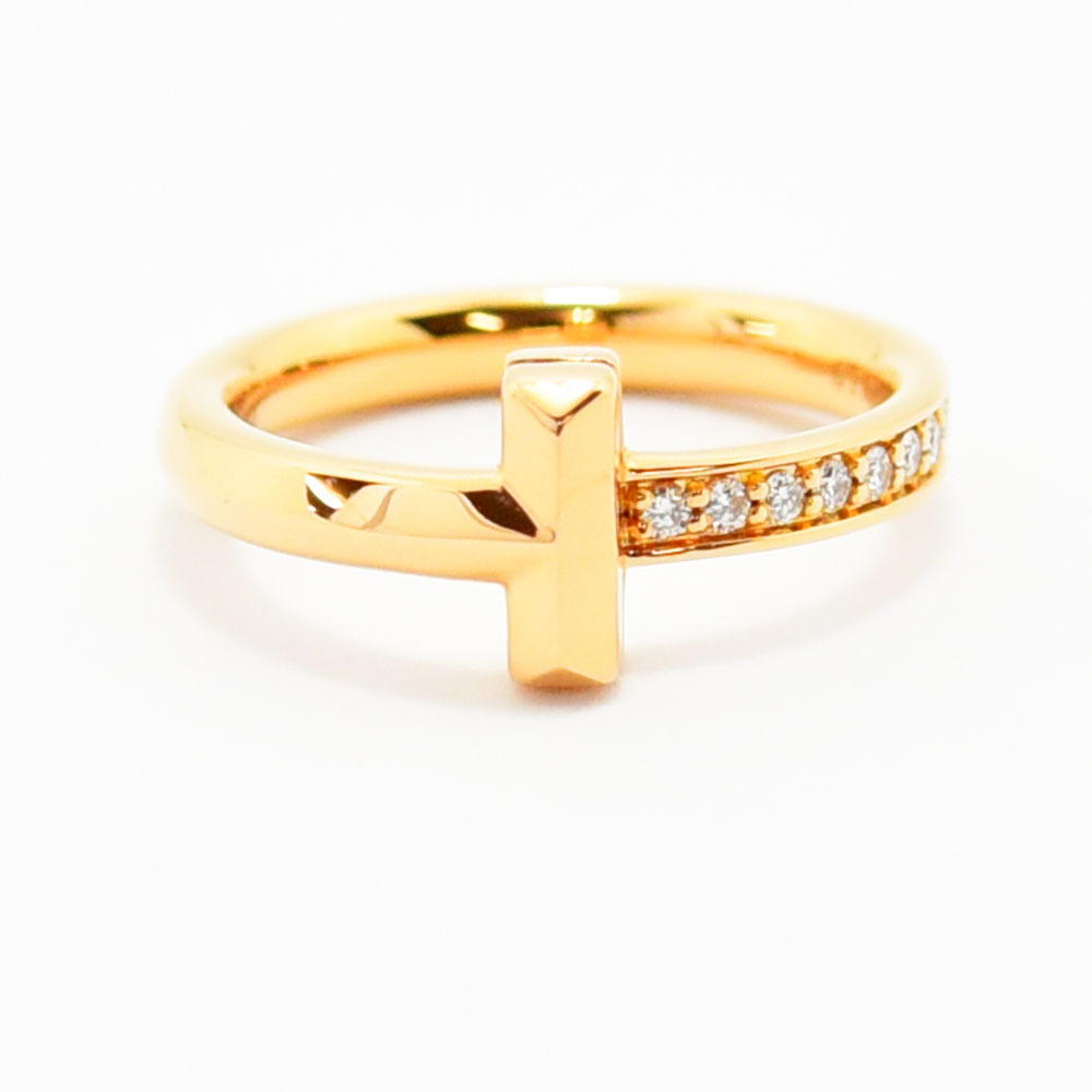 ティファニー リング Tワン ナロー TIFFANY&Co. 指輪 ダイヤモンド K18PG 約8号 新品仕上げ 中古_画像4