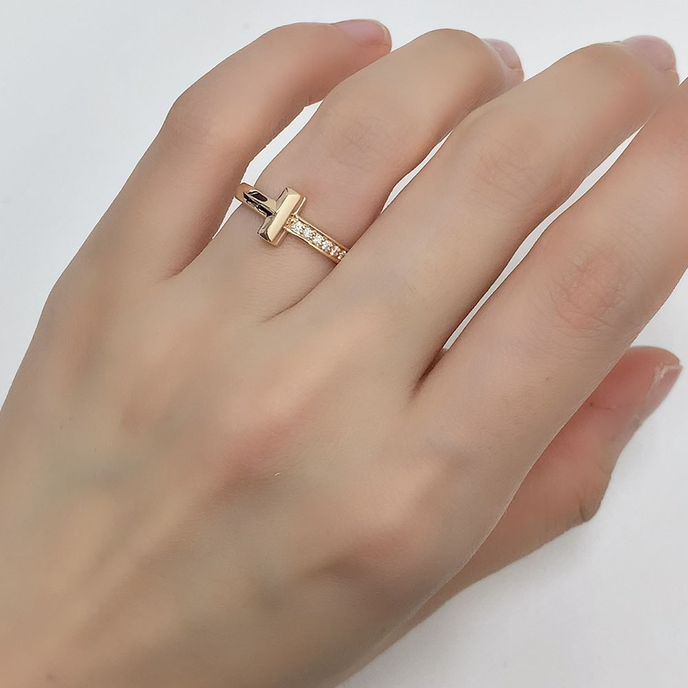 ティファニー リング Tワン ナロー TIFFANY&Co. 指輪 ダイヤモンド K18PG 約8号 新品仕上げ 中古_画像9
