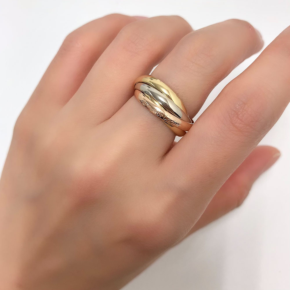 カルティエ リング トリニティ Cartier 指輪 スリーカラー 5連 K18 750 #54 約14号 新品仕上げ 中古_画像9