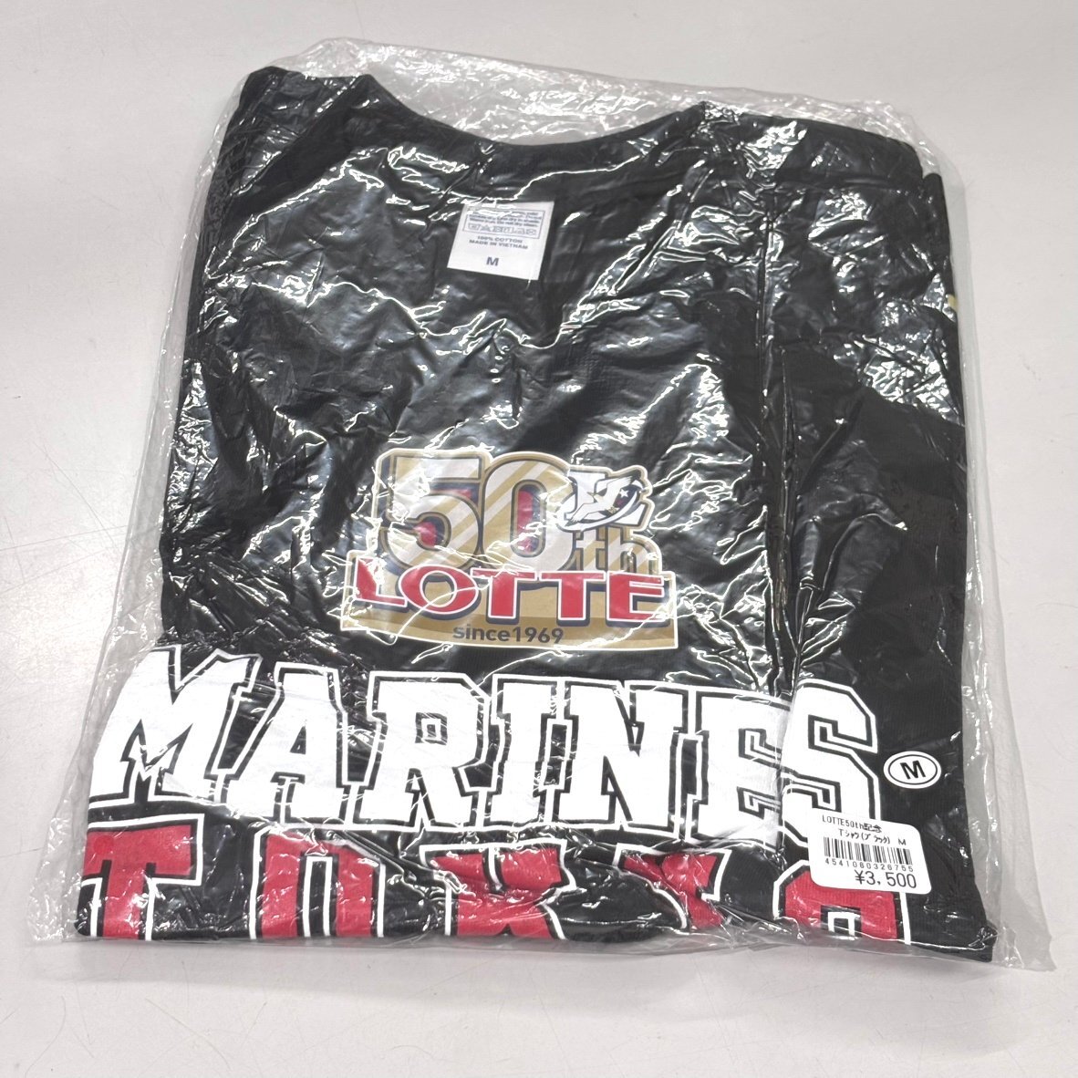 [31]NPB Япония Professional Baseball Chiba Lotte Marines LOTTE50th память футболка M размер черный спорт одежда не использовался товары долгосрочного хранения 