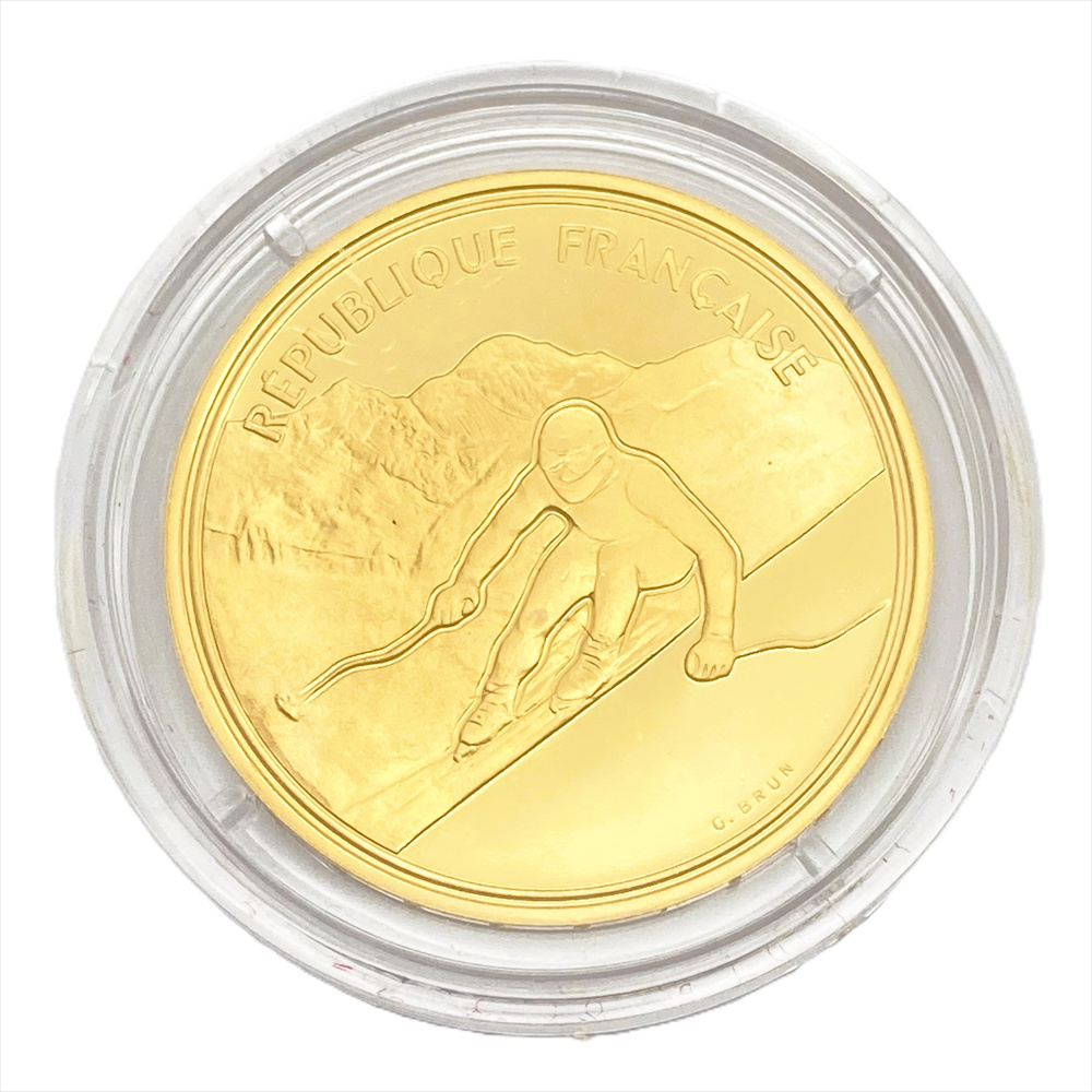 アルベールビル オリンピック記念 500フラン プルーフ金貨幣 K22