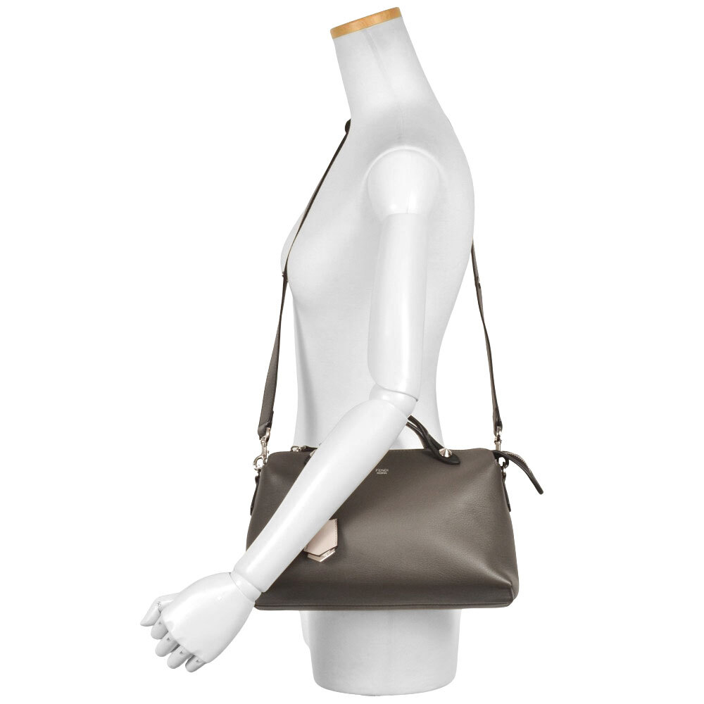 フェンディ FENDI バイザウェイ ミディアム ハンドバッグ レザー 8BL124 グレー ショルダーストラップ_画像8