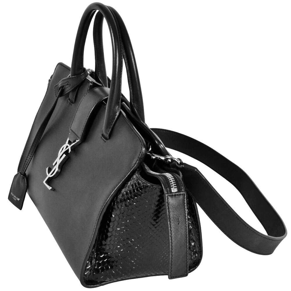 サンローラン SAINT LAURENT ダウンタウン カバス ショルダーストラップ付 ハンドバッグ レザー パイソン 436834 ブラック