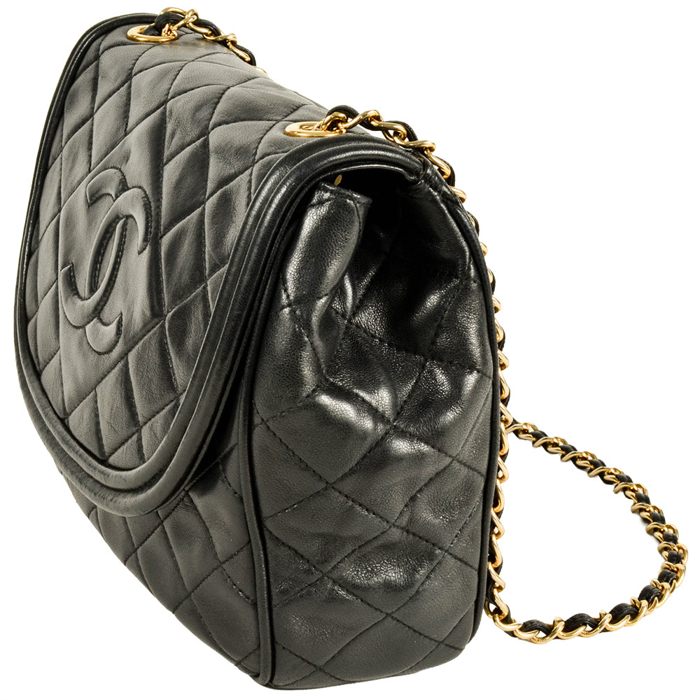 シャネル CHANEL マトラッセ チェーン ショルダーバッグ ラムスキン ブラック ゴールド金具 7桁1番臺(tái) ココマーク タッセル