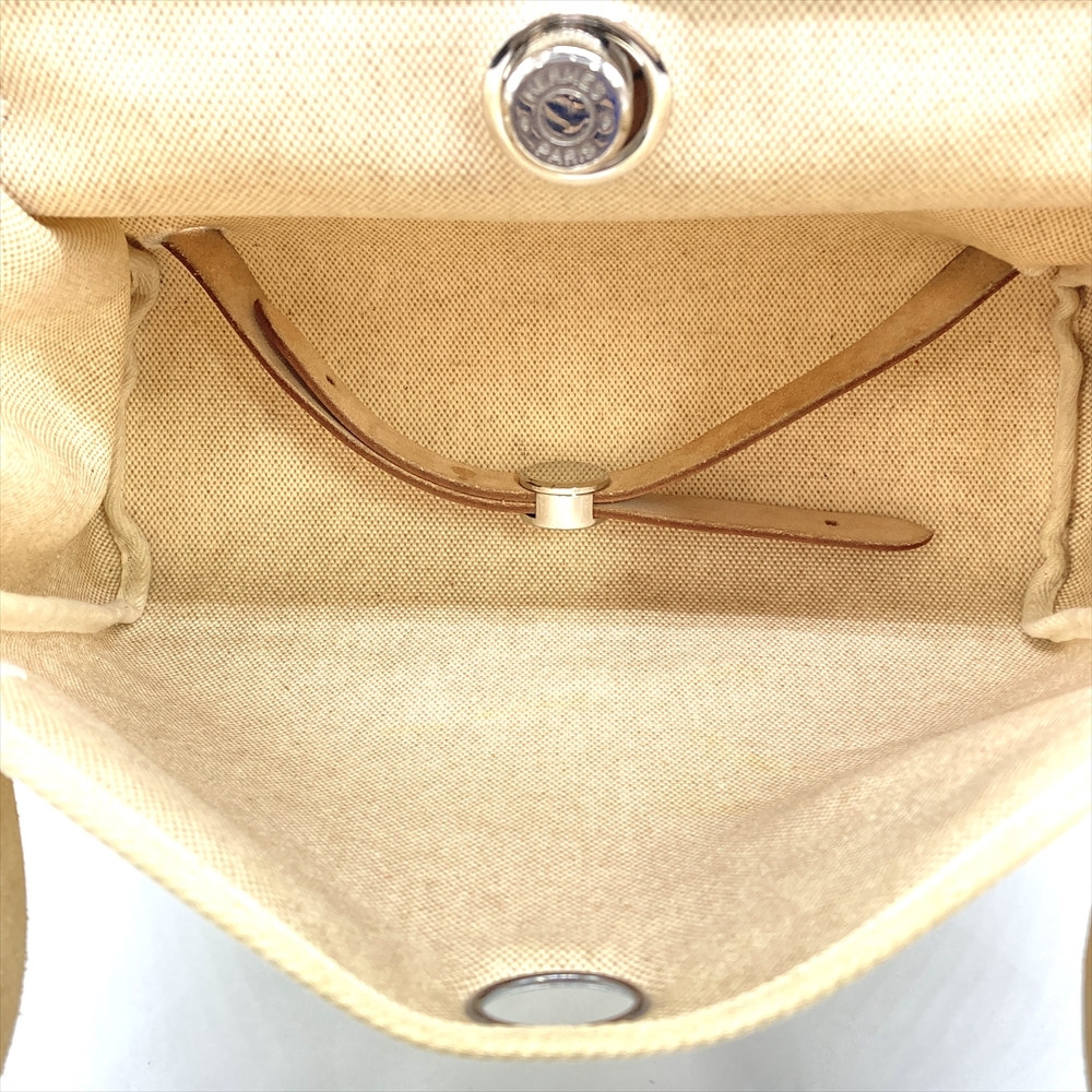 エルメス HERMES エールバッグ アド リュック キャンバス レザー □F刻印 ナチュラル シルバー金具 バックパック レディース_画像4