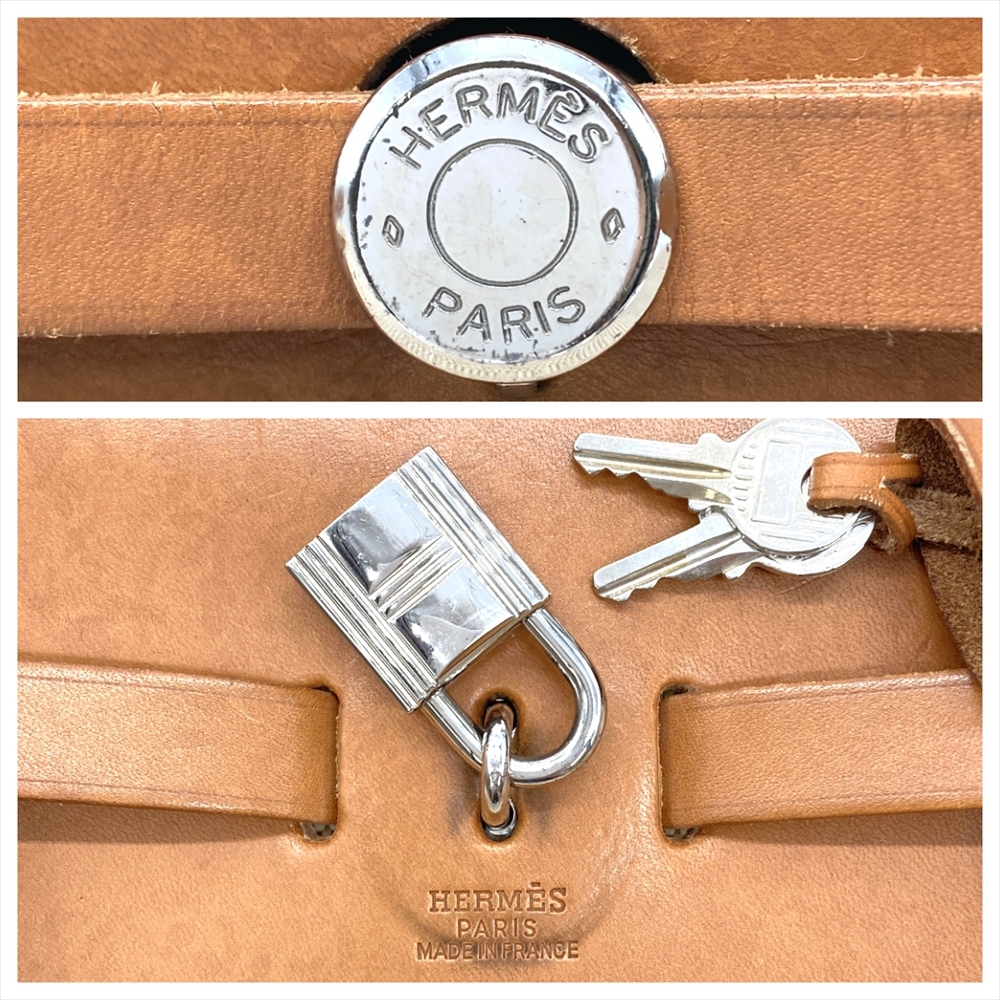エルメス HERMES エールバッグ アド リュック キャンバス レザー □F刻印 ナチュラル シルバー金具 バックパック レディース_画像5