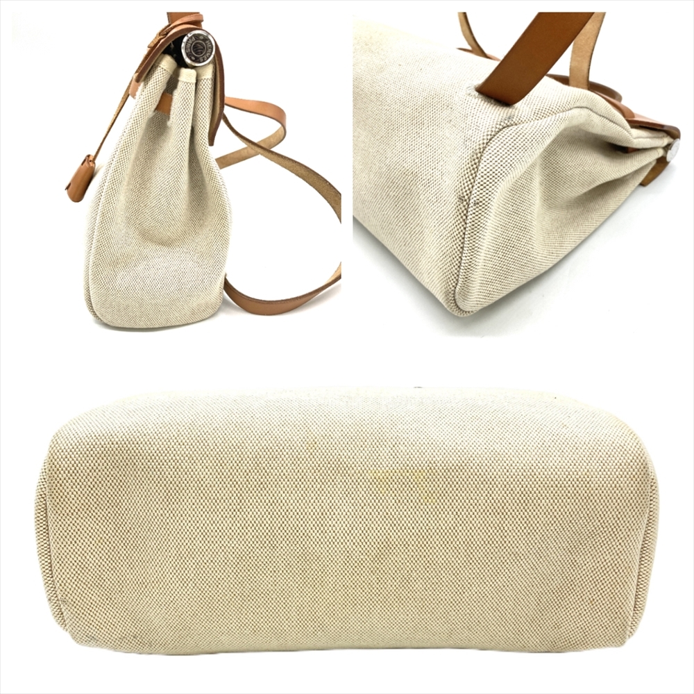 エルメス HERMES エールバッグ アド リュック キャンバス レザー □F刻印 ナチュラル シルバー金具 バックパック レディース_画像6